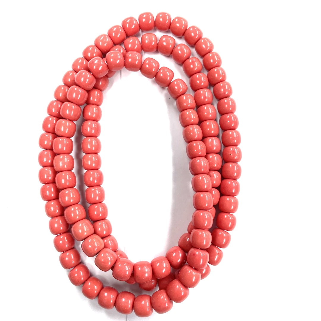 645号8mm粉色直切108项链