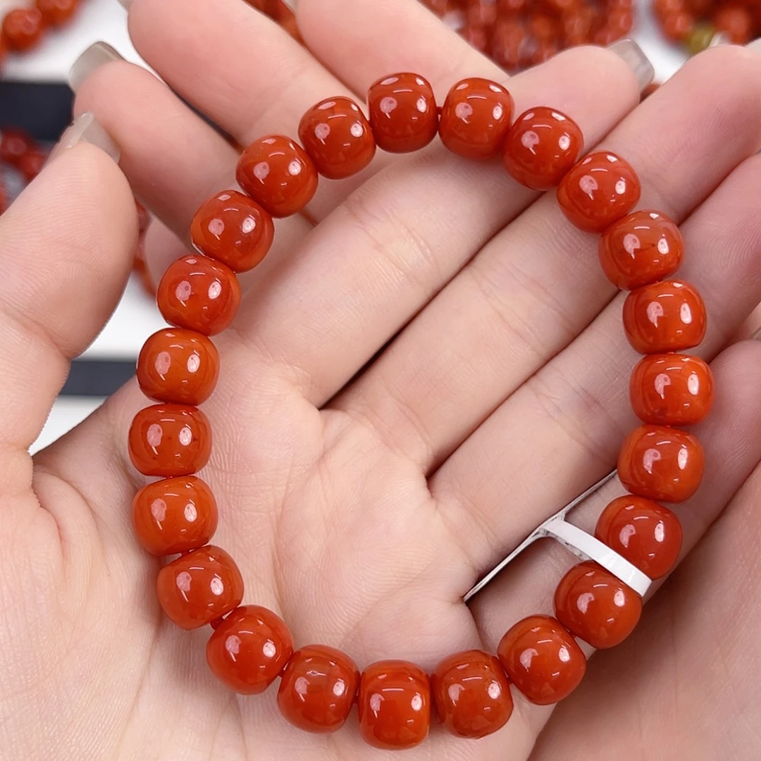南红玛瑙未镶嵌瓦西锦红9mm老型手串