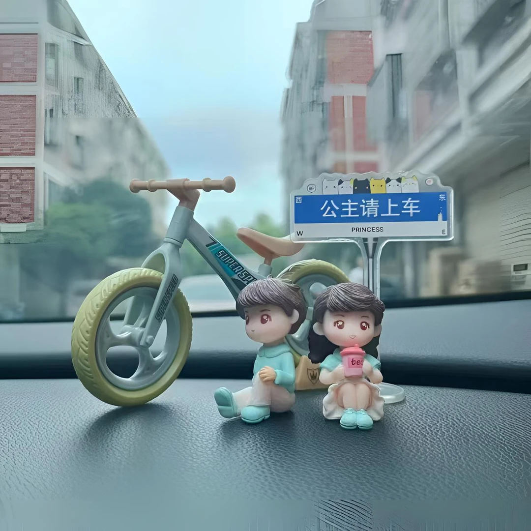 汽车车载自行车摆件创意个性路牌摆件车内饰品中控台桌面装饰