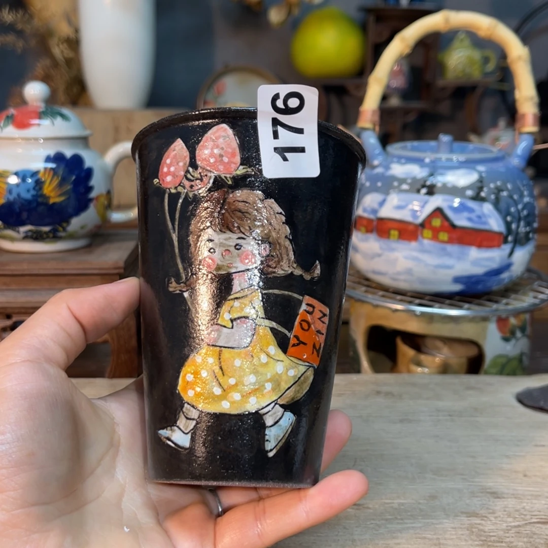 壶素浅陶瓷手工手绘