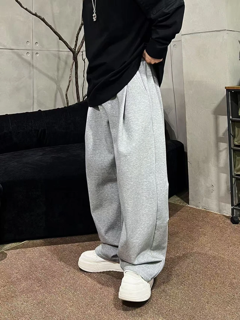XDZZ25ss-秋季百搭重磅高街慵懒感廓形捏褶休闲长裤F1609JX4