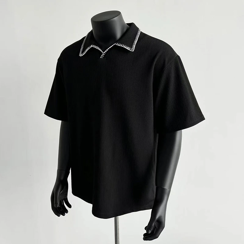 悟空有货明线翻领Polo衫短袖夏季透气潮流男装上衣休闲半袖t恤衫