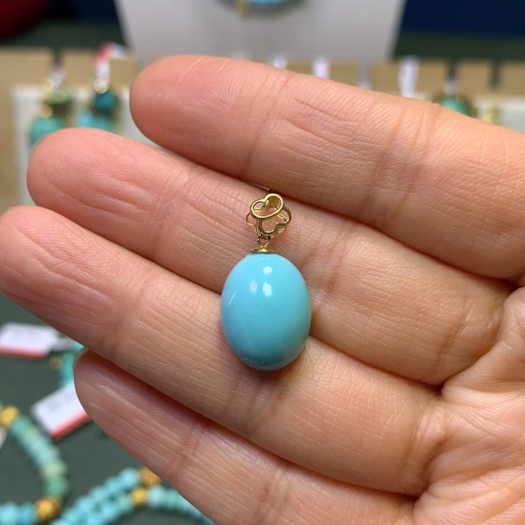 绿松石挂件18K金镶嵌