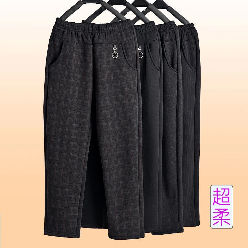 中老年人女裤加绒加厚裤子高腰外穿老奶奶加绒保暖裤妈妈加绒裤子