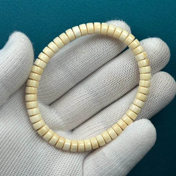 U2294天然猛犸牙 瑕疵特价药片手串6*3.5mm支持鉴定 假一罚四