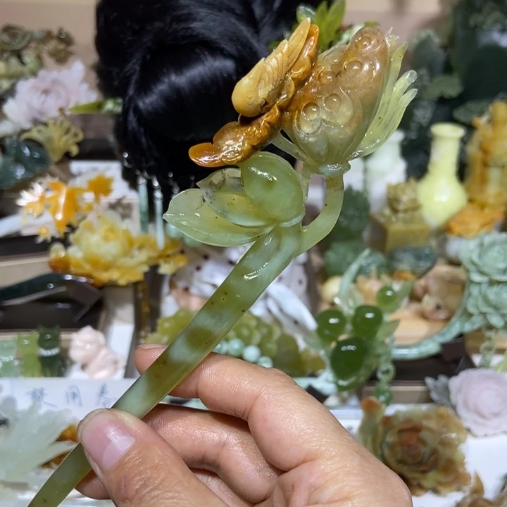 蛇纹石玉未镶嵌发饰