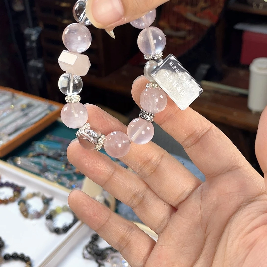 水晶手链银S925镀金镶嵌