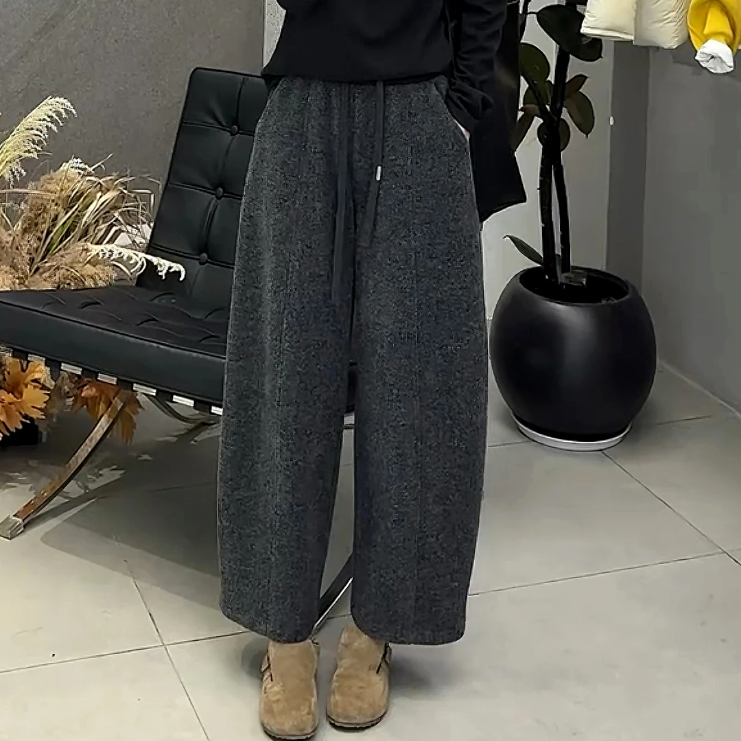 加绒毛呢弯刀裤子女款爆款加厚2025新款减龄显瘦今年流行九分裤