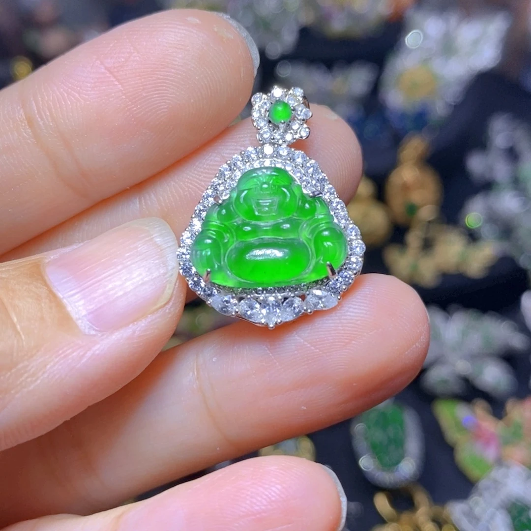 翡翠银S925镶嵌套链天然翡翠