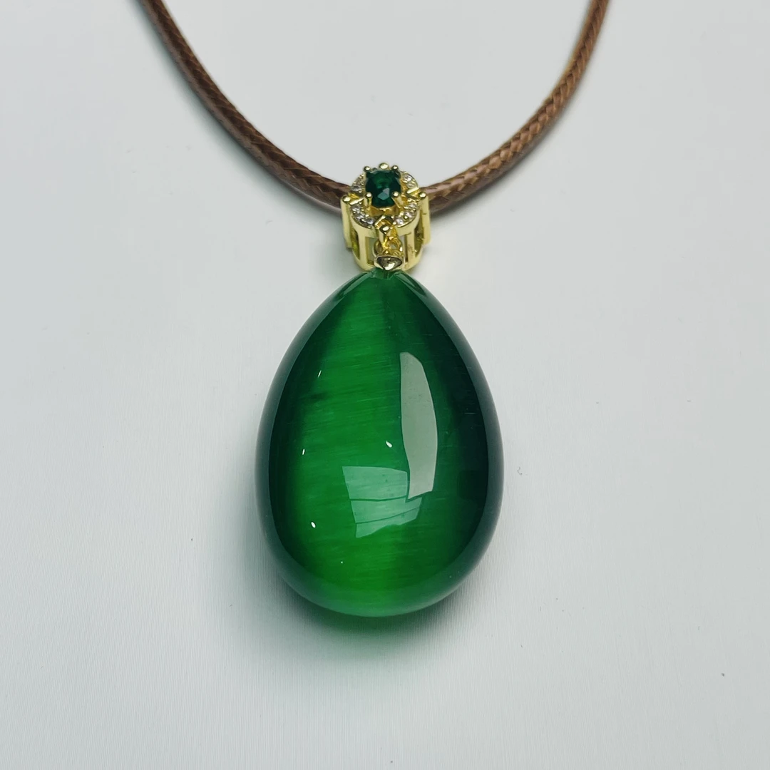 【柒然宝阁】F353-2绿猫吊坠多样性发一件