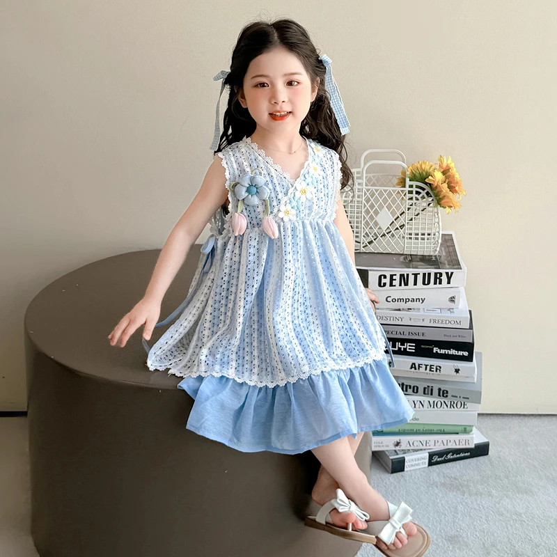 女童连衣裙2025夏季新款女宝宝吊带背心公主裙儿童夏装小女孩裙子