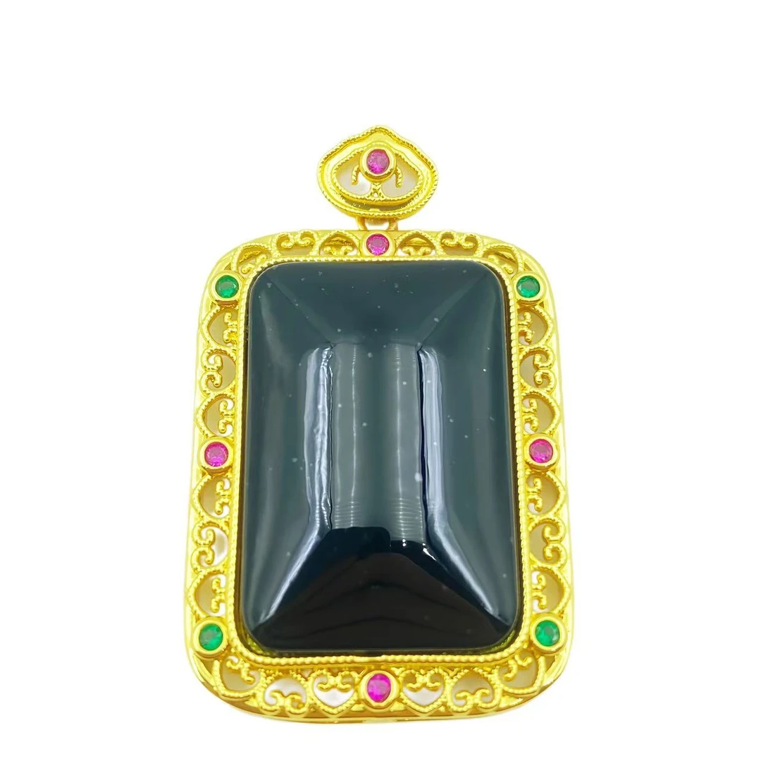 和田玉镂空无事牌吊坠Y1620（不含链）赠包装合金