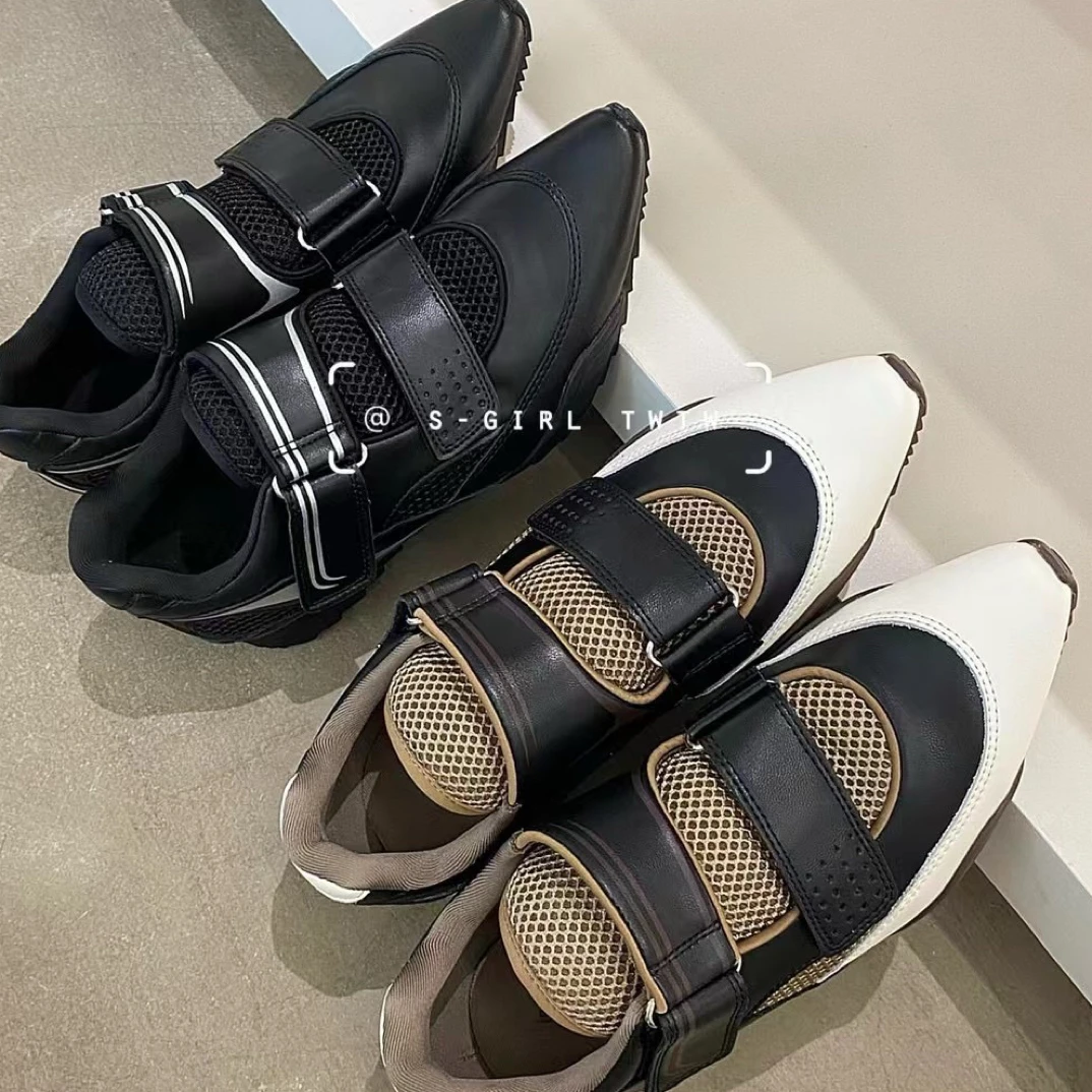 VEEFSHOW 3237 镂空透气网面尖头鞋百搭时尚休闲鞋凉拖女鞋车缝线