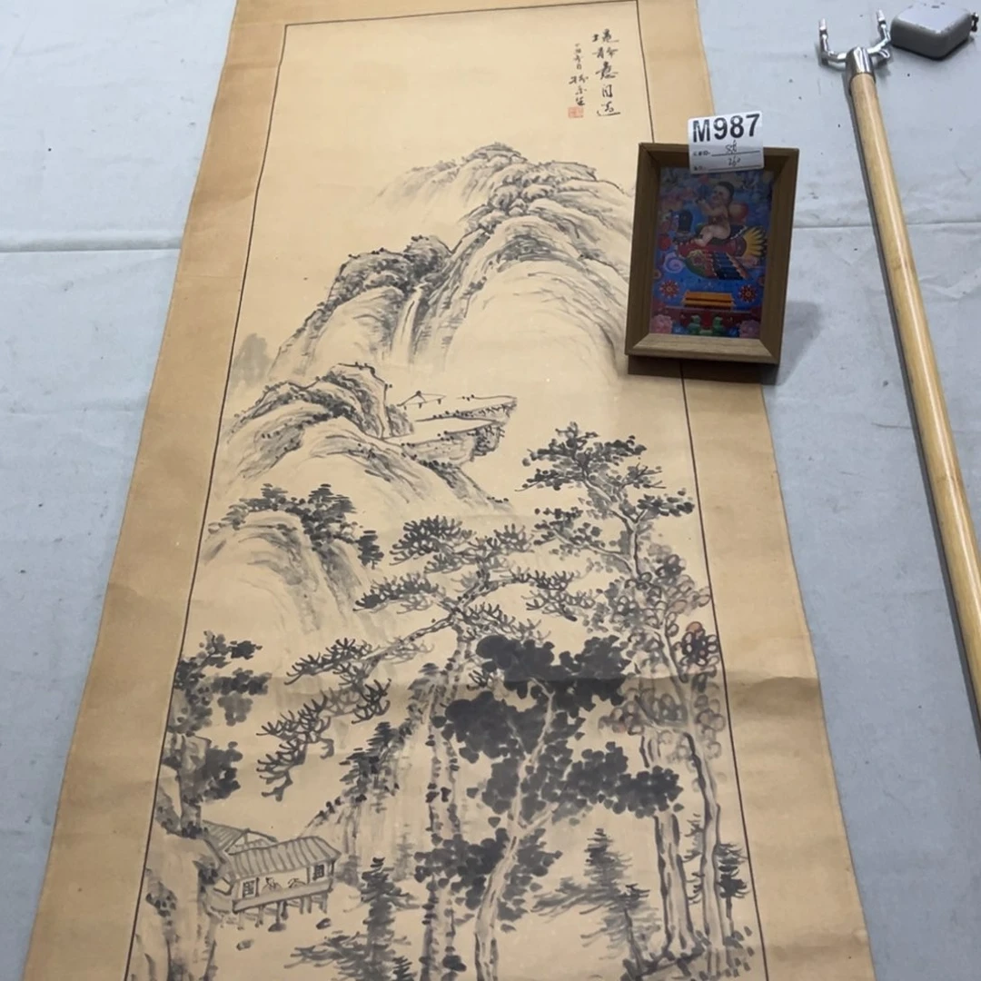 国画戏*手绘临摹山水挂轴