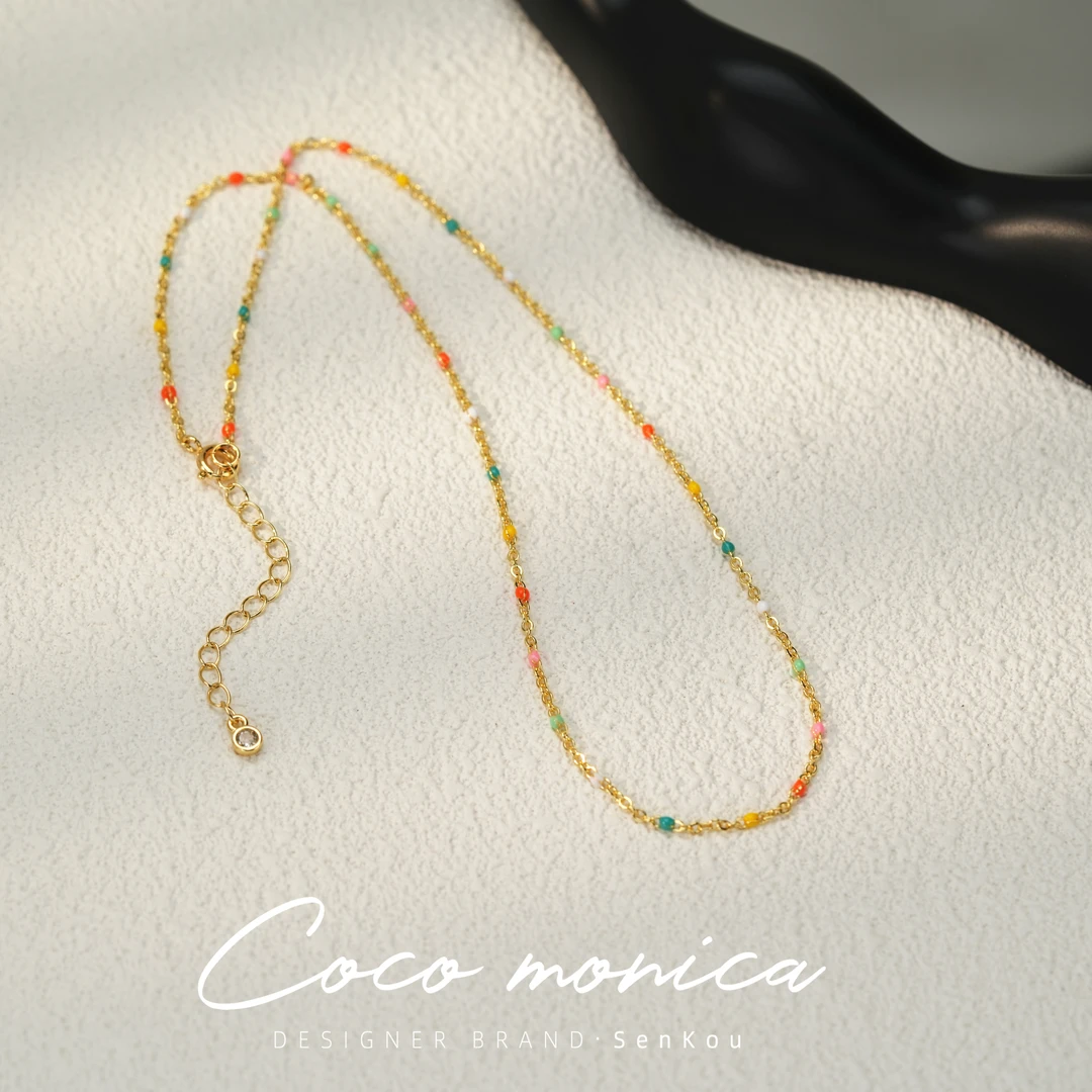 铜合金项链 手工气质时尚百搭小众简约彩色 AB134