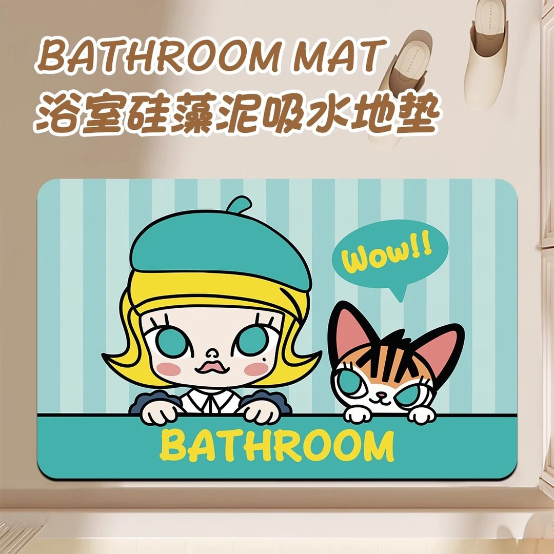 泡泡玛特软硅藻泥浴室卫生间吸水防滑地垫家用洗手间厕所门口脚垫