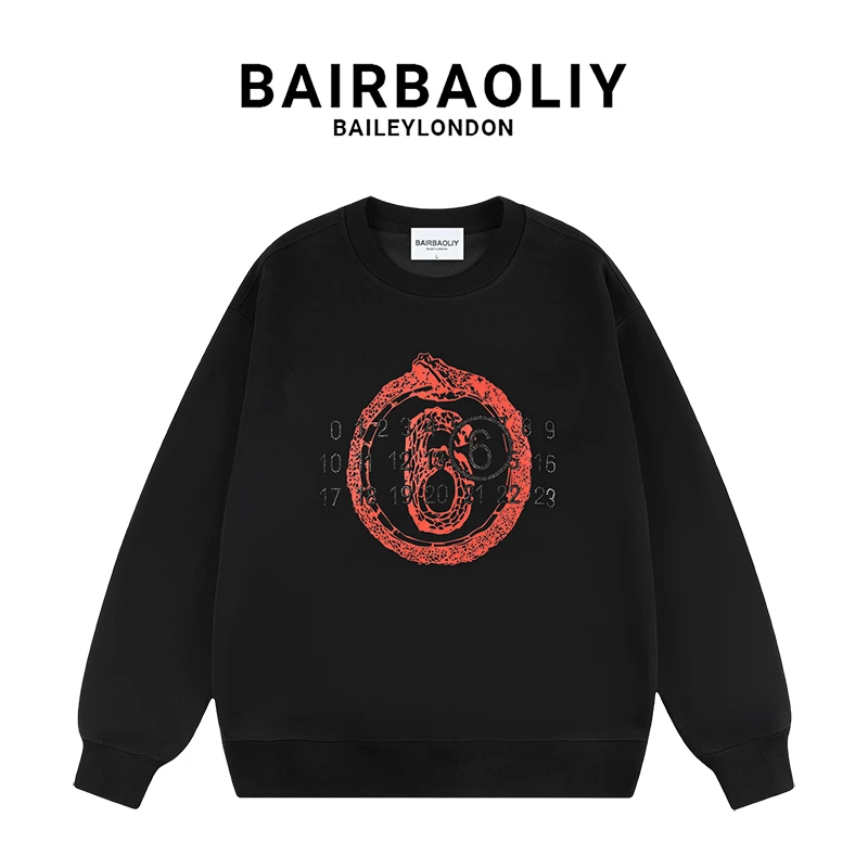BAIRBAOLIY男装上衣时尚长袖套头卫衣2025春季新款轻奢休闲上衣潮