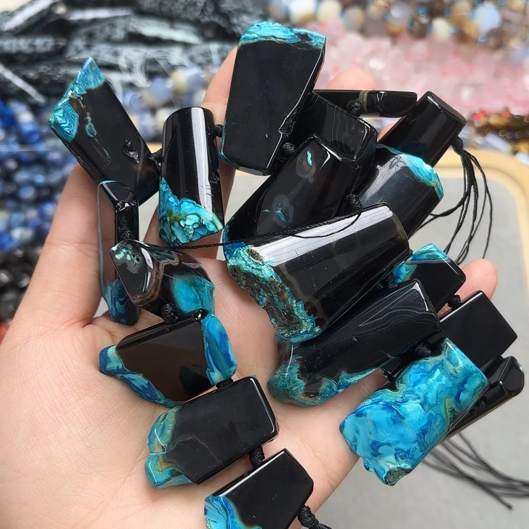 你***好玛瑙/玉髓未镶嵌珠宝半成品黑玛塔链一条拍二发一
