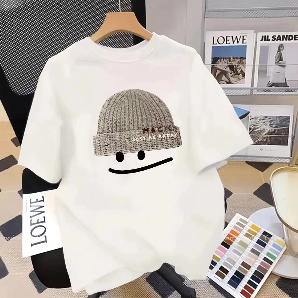 2025重磅新疆棉圆领印花短袖T恤百搭情侣宽松多种图案