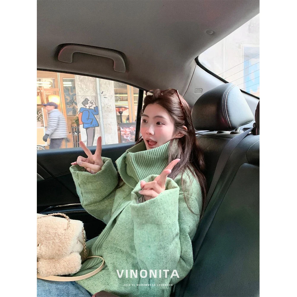小个子超好看韩系冬天薄荷绿色翻领棉服外套女显瘦不臃肿