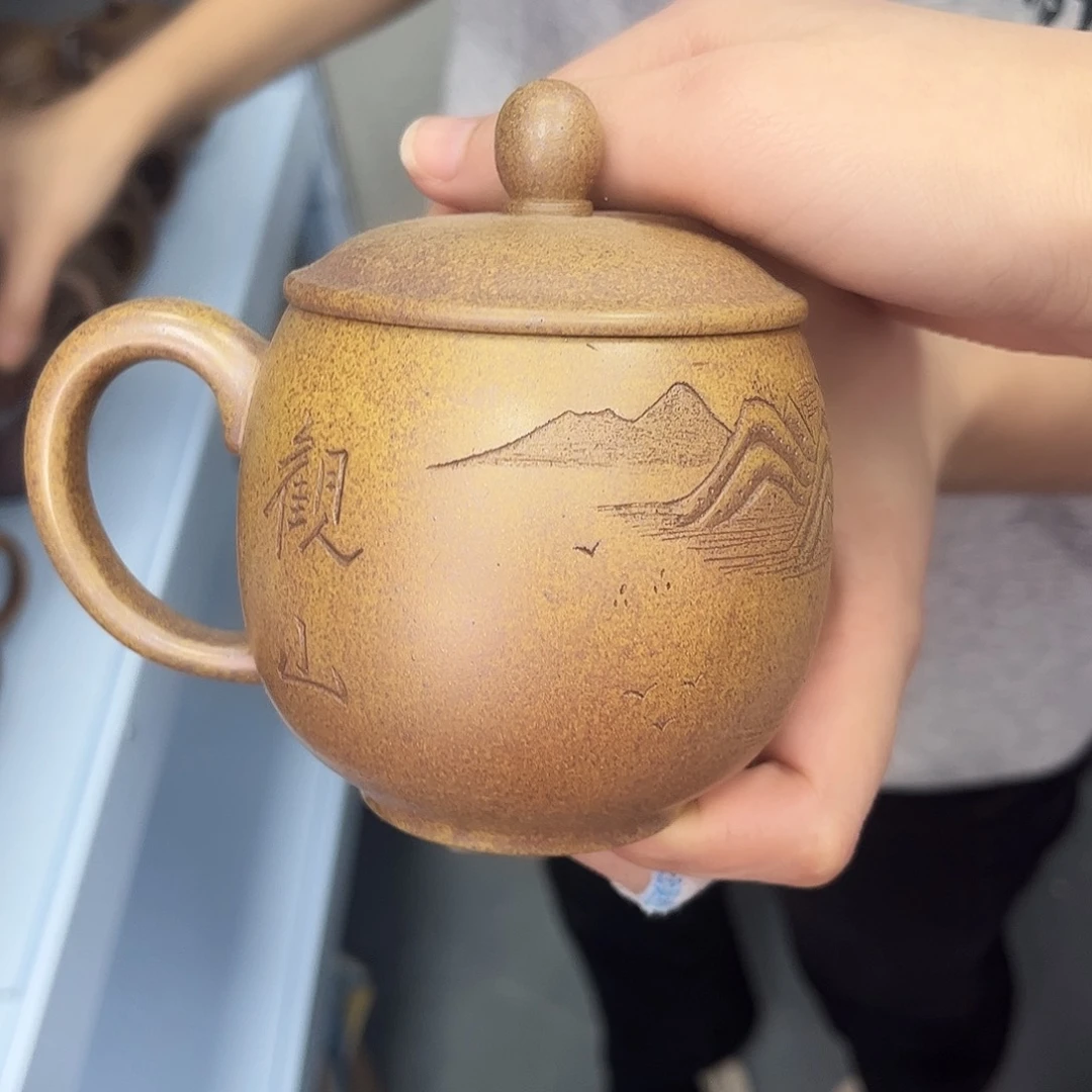 宜兴原矿紫砂全手工盖杯