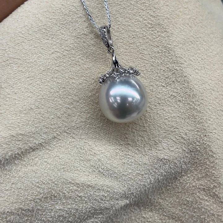 吊坠(不含链)银S925镶嵌海水珍珠11-12mm73号