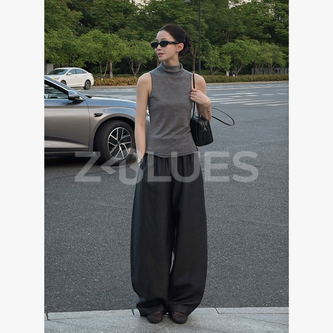 Z.blues【法式堆领】亲肤通勤绵羊毛腔调堆堆领无袖背心YZHLFS0005