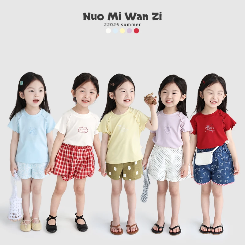 丸子十【行走空调衣】儿童韩系木耳边T恤（夏款）WZJ-23573