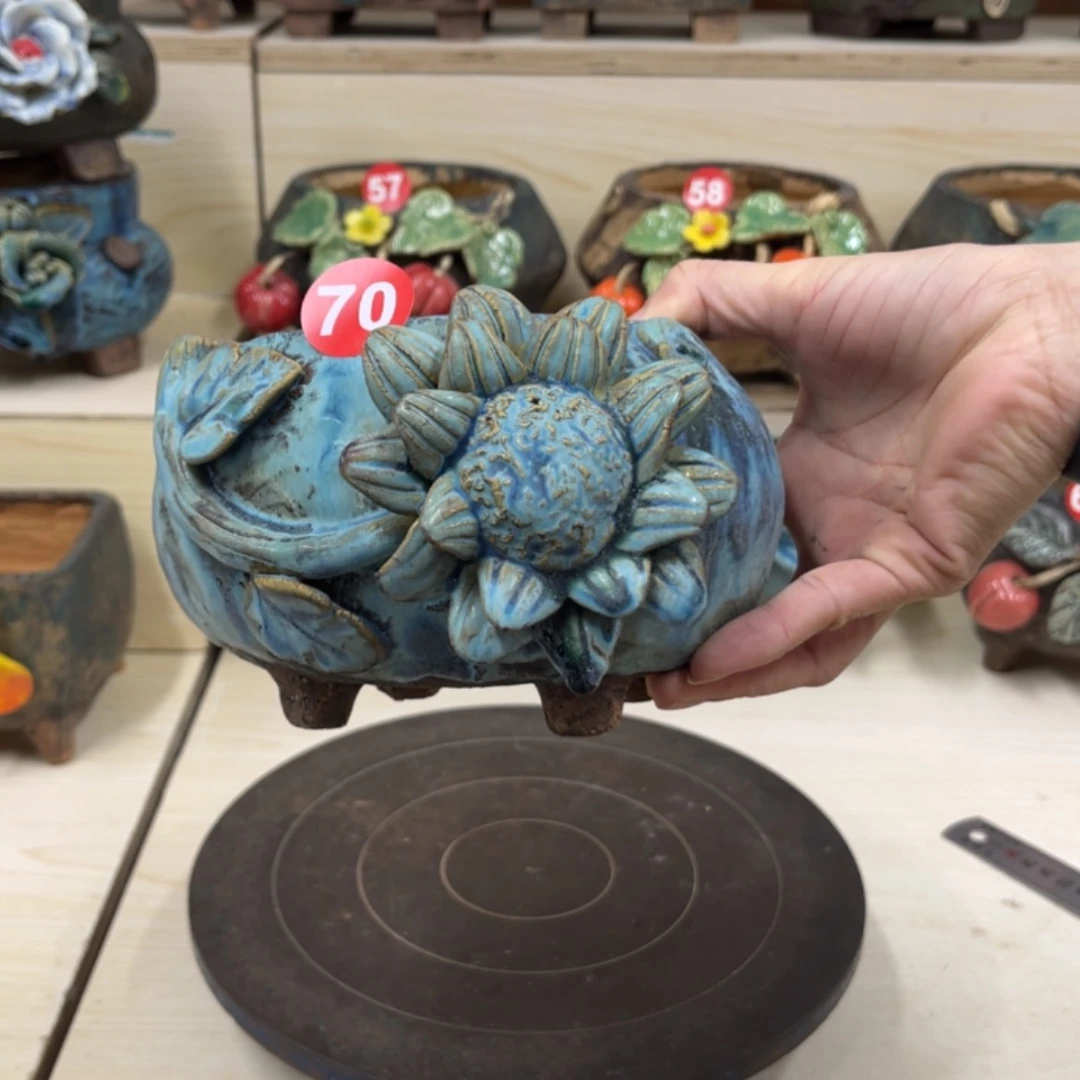 【闪购商品】紫砂花盆70微瑕号内口11外高10