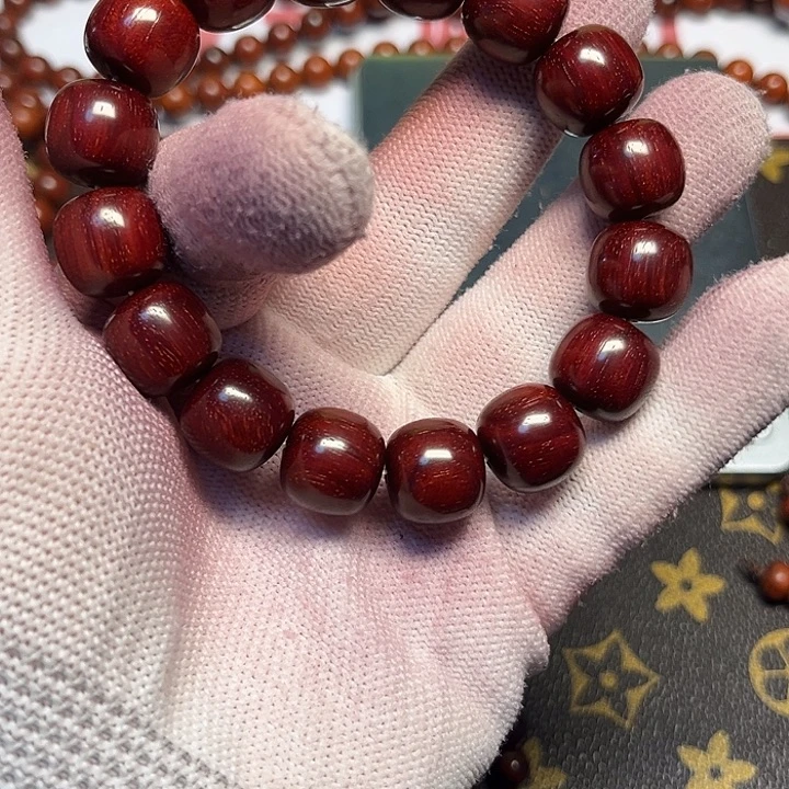 再***丁小叶紫檀手串/手链13/14鳞底鸡血红