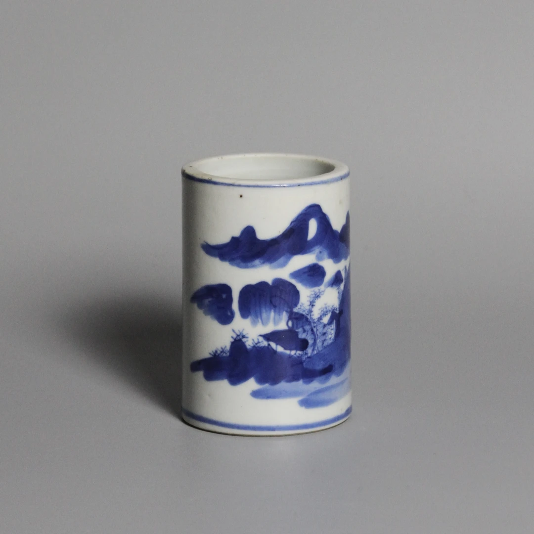 （5）青花山水纹笔筒