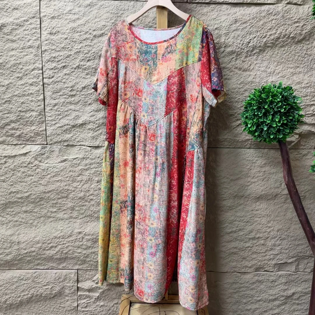 5594新款夏季气质减龄优雅显瘦倒三角连衣裙QZ