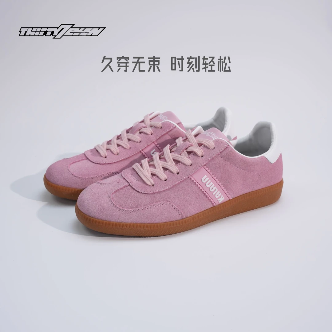 新款德训芭比粉耐磨低帮轻便时尚板鞋系带百搭女鞋潮流