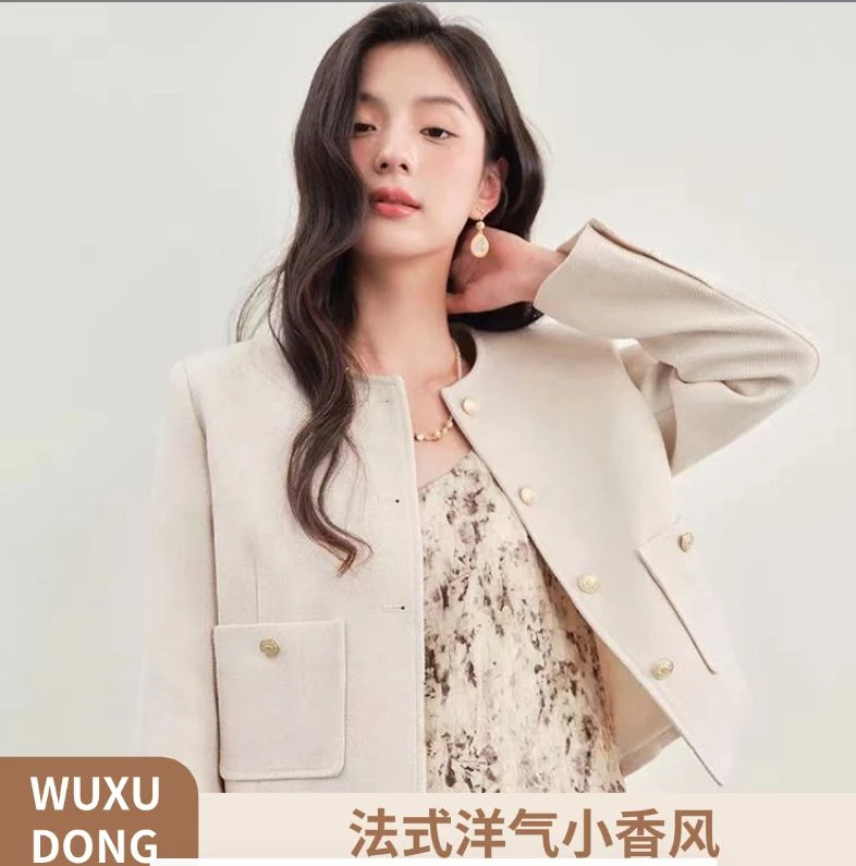A979小香风短款外套轻奢简约百搭双面呢子