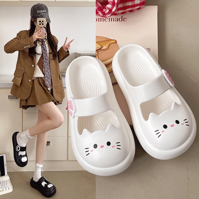 玛丽珍凉拖鞋女2025夏季新款外穿猫咪厚底eva踩屎感防滑包头拖鞋