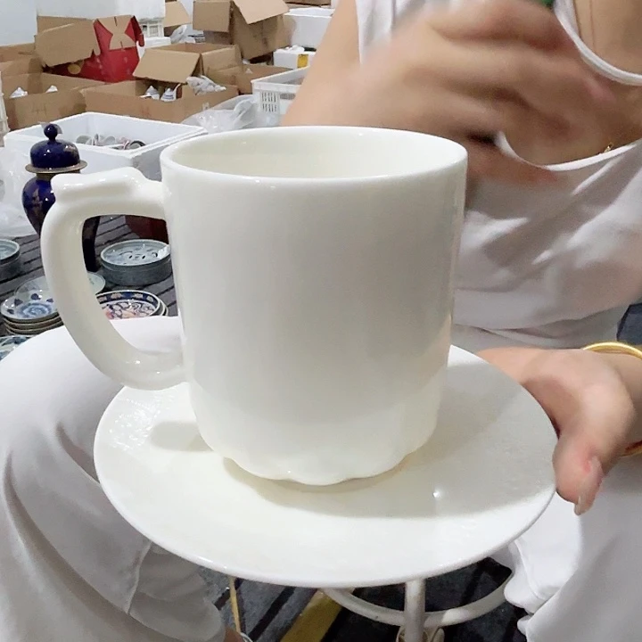 摆件景德镇高温陶瓷带碟咖啡杯
