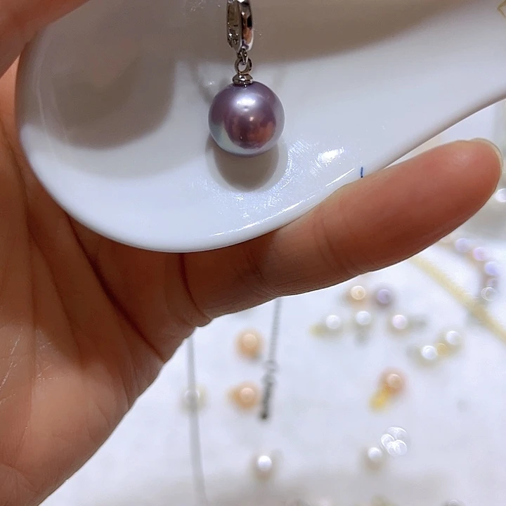 淡水珍珠紫珠银色万能扣合金