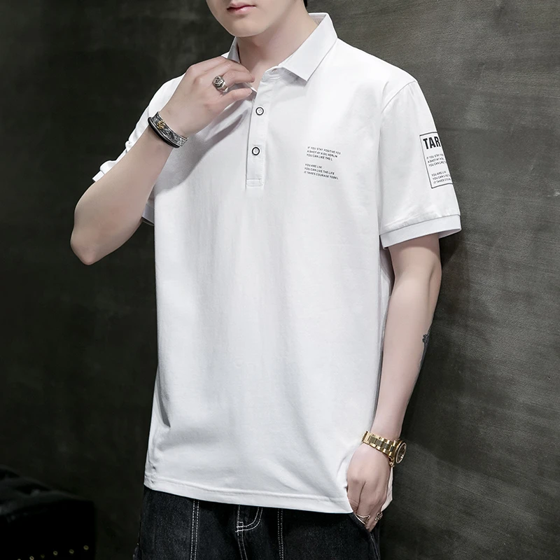 大码男士短袖夏季休闲宽松纯棉衣服百搭薄款polo衫纯色半袖上衣