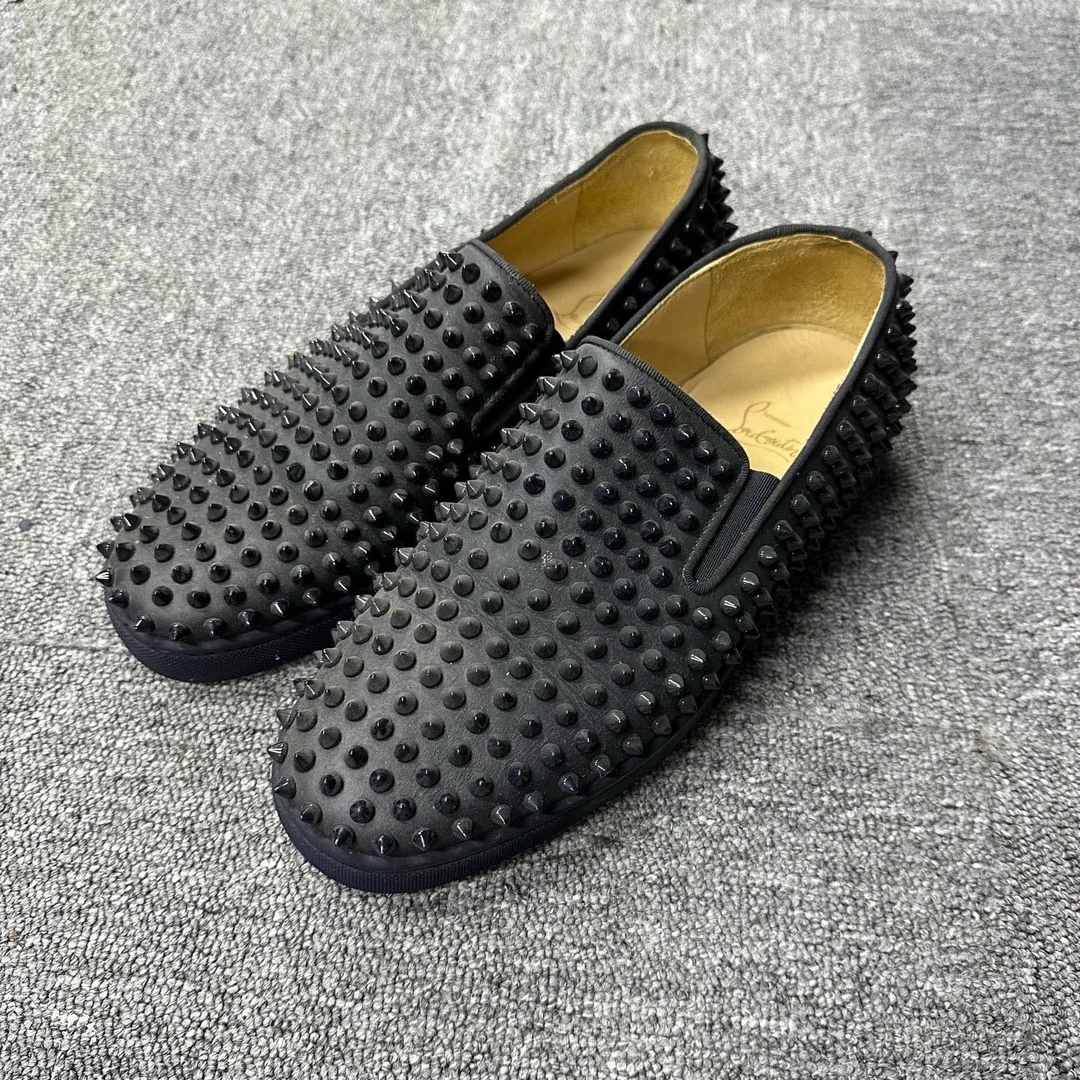99新 maje christian louboutin黑色舒适套脚男士休闲鞋/41
