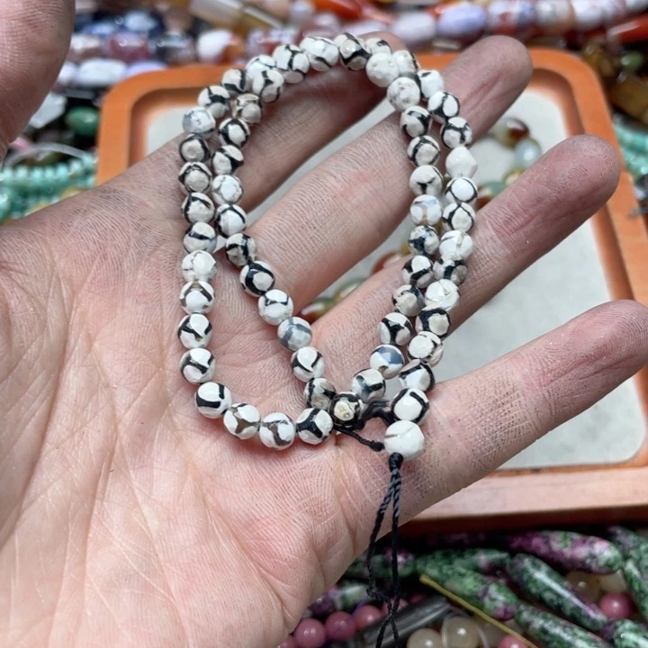 玛瑙/玉髓合金珠宝半成品一条6mm天朱