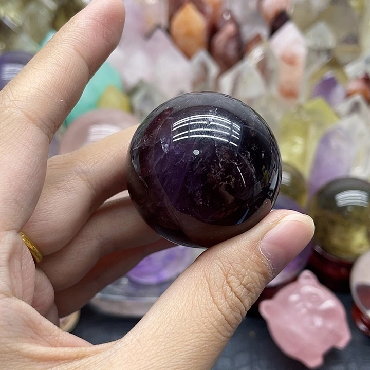 珠宝半成品未镶嵌水晶56茶晶球微瑕