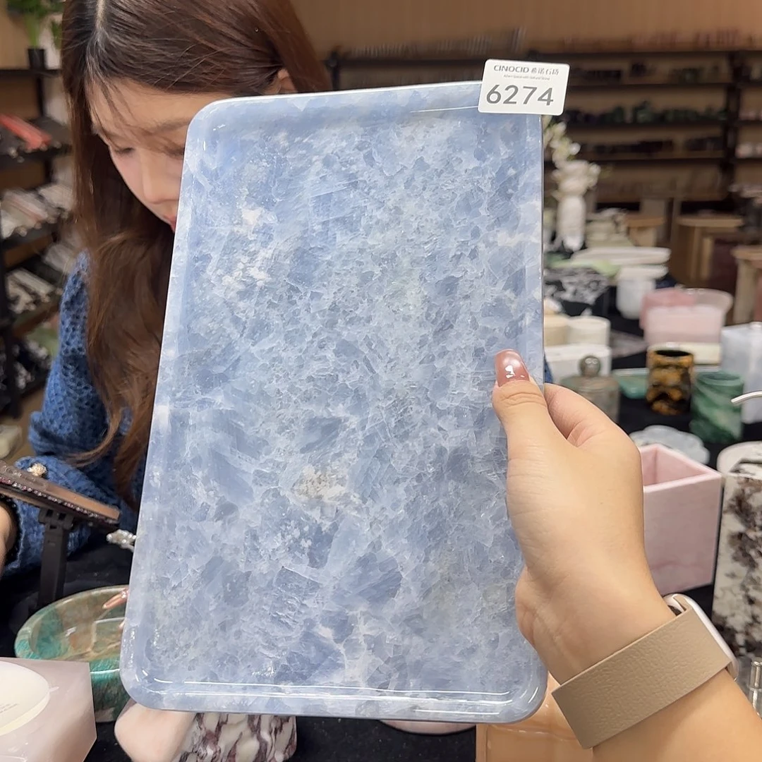 石材6274冰糖蓝水晶超大盘