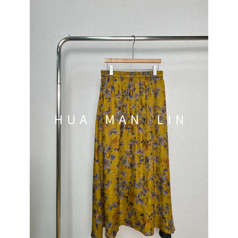 【花满林】全松紧腰香云纱真丝桑蚕丝半裙259082