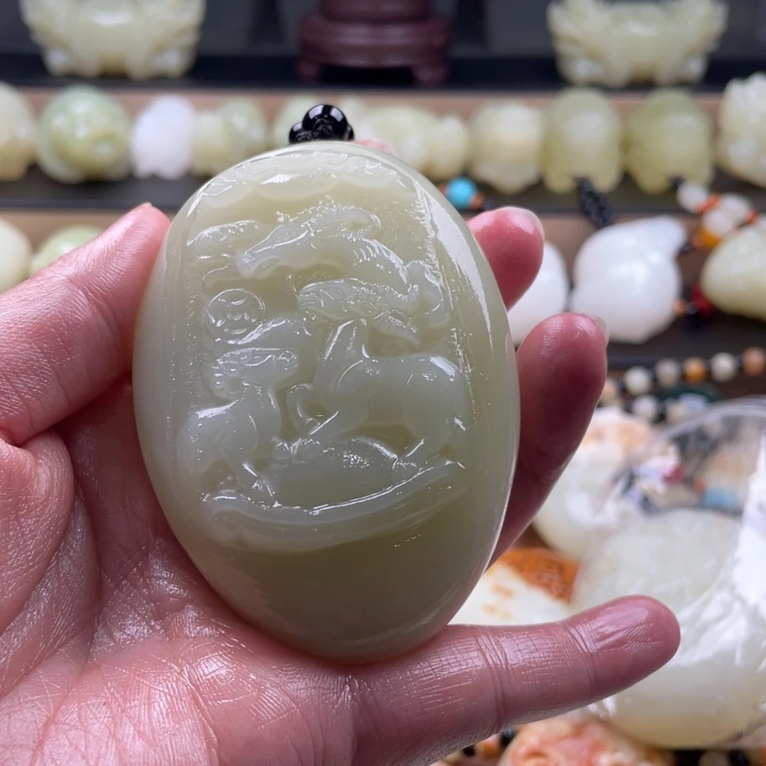 好***运石材天然古青石手把件