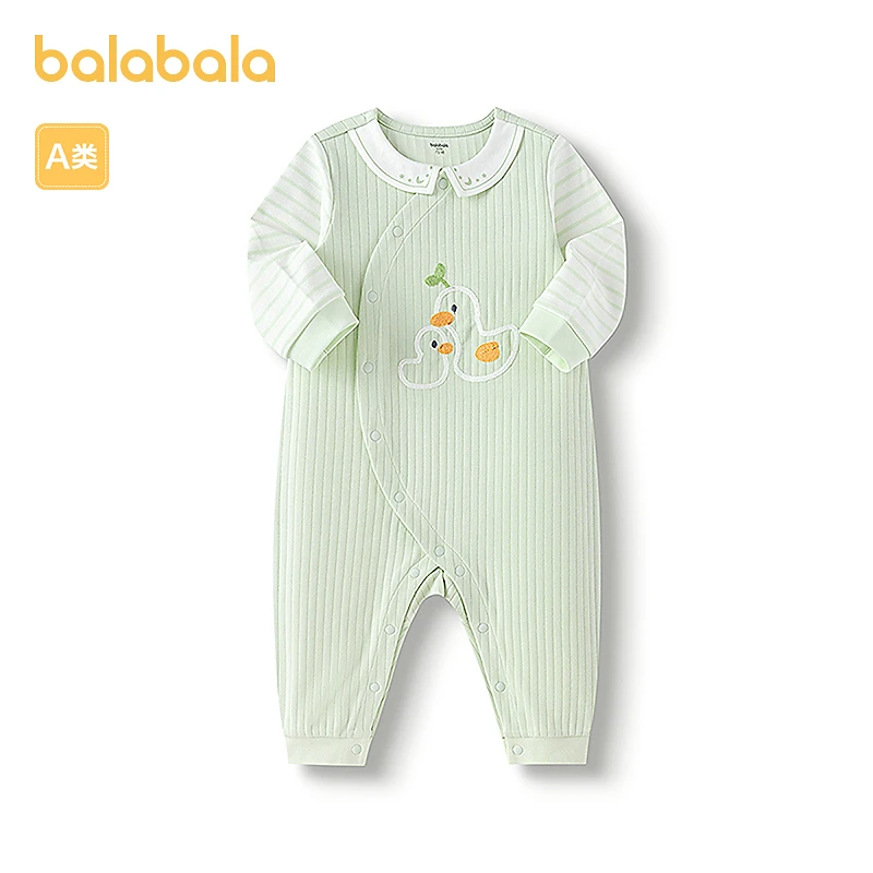 巴拉巴拉宝宝连体衣满月服爬服2025新款哈衣清新萌可爱假两件便捷