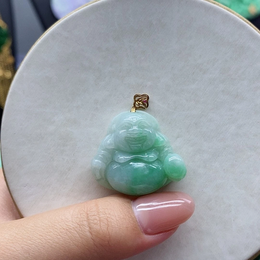 翡翠18K金镶嵌吊坠(不含链)