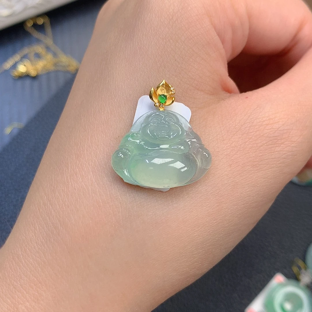 吊坠(不含链)18K金镶嵌翡翠翡翠