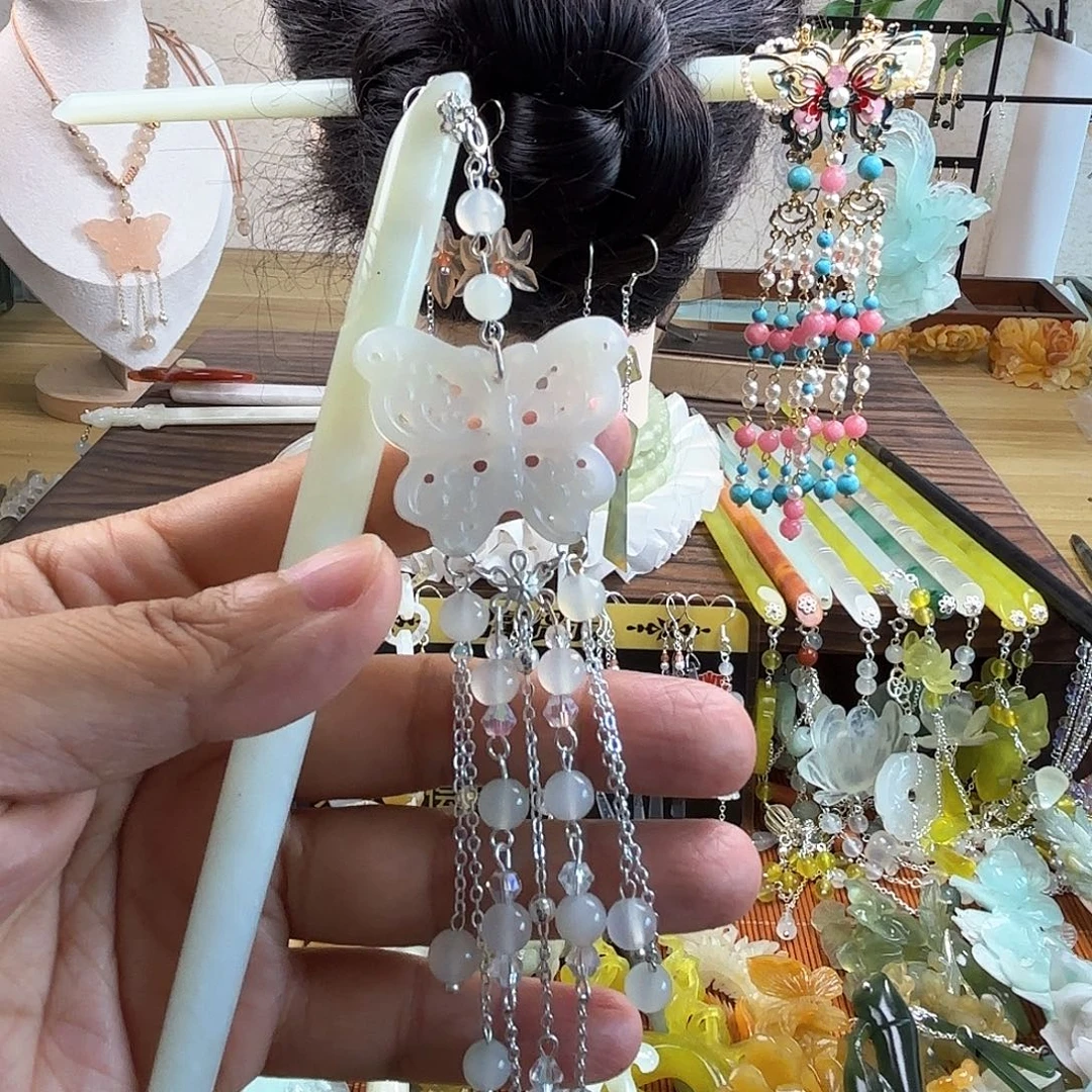 蛇纹石玉合金发饰