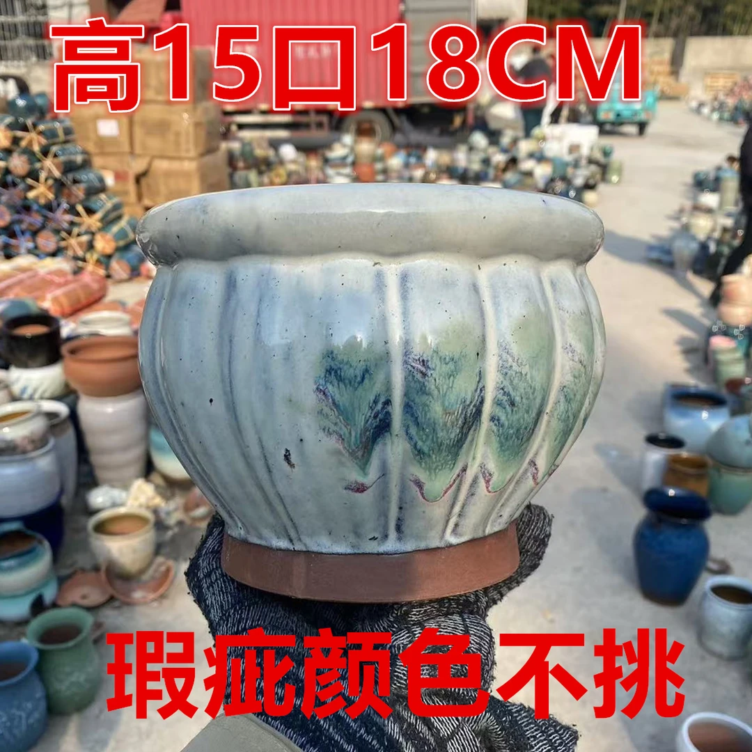 福利粗陶陶瓷法师老桩多肉绿植植物紫砂简约手工特价花盆直筒有孔