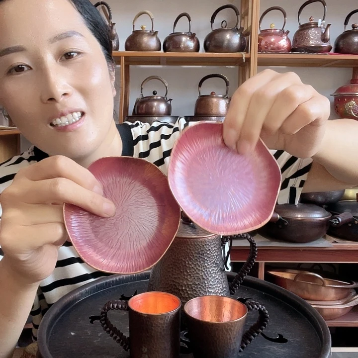 金属紫铜杯垫2只纯铜